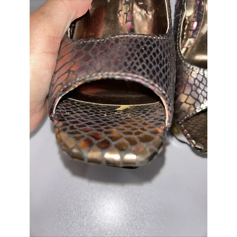 Tony‎ Bowls Platform Stiletto Heels Wild Rose Metallic Snakeskin Size 7